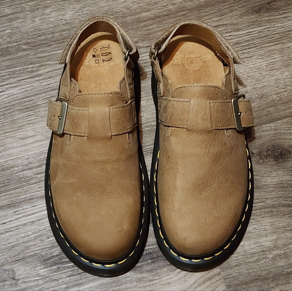 Dr. Martens Jorge II Tan Leather Backstrap Clogs - Picture 2 of 8